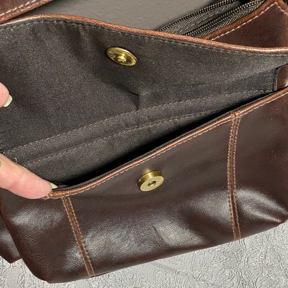 Connections Brown Vegan Leather Small Shoulder Bag - Picture 7 of 14